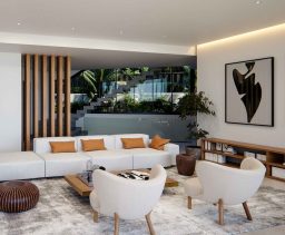 Tropical garden surrounding a luxury villa in Marbella